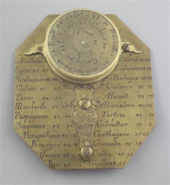 A brass Butterfield dial, dial 3in.